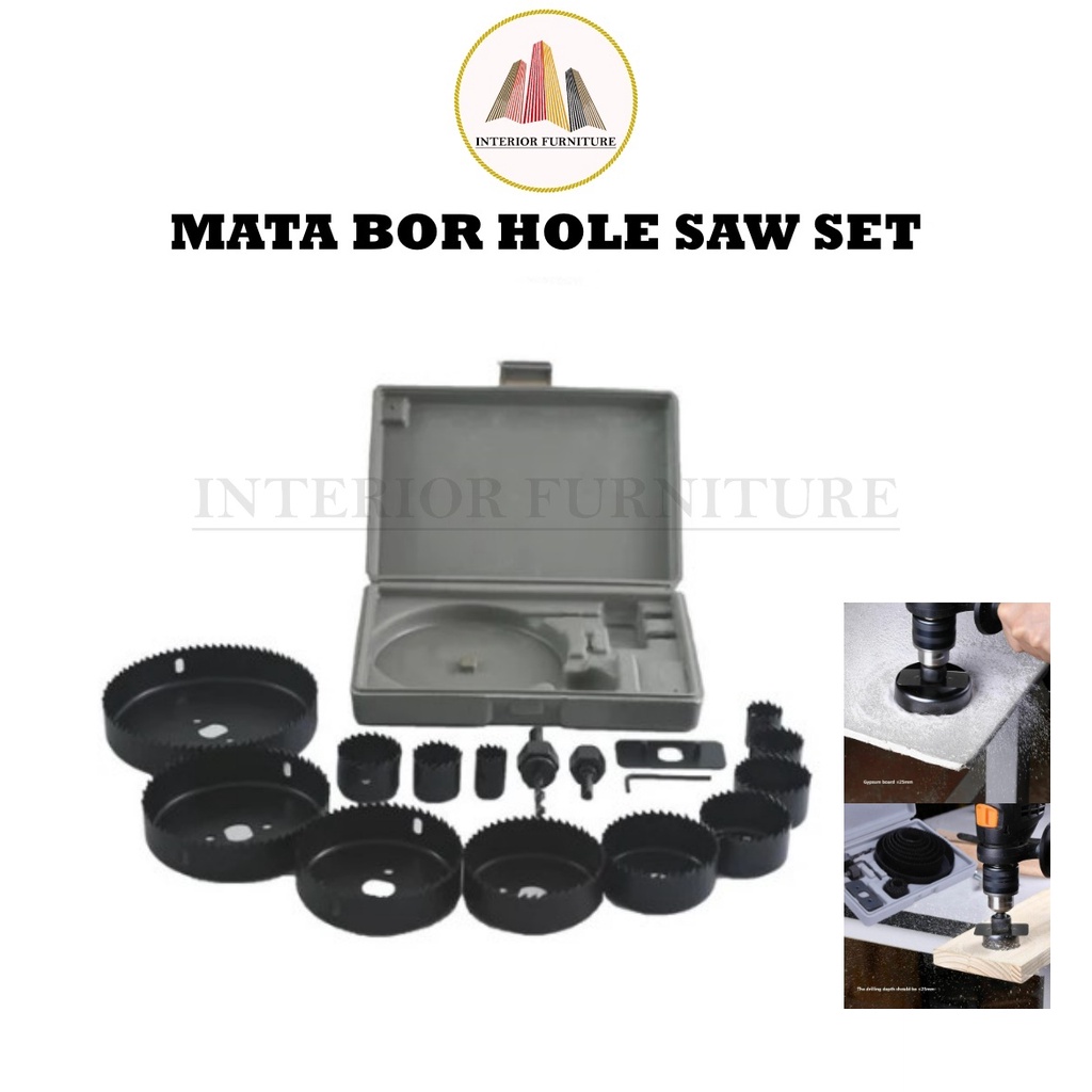 Mata Bor Hole Saw Kit 16 pcs Hole Saw Kit Set 16Pcs Mata Bor Pelubang Kayu PVC Hidroponik