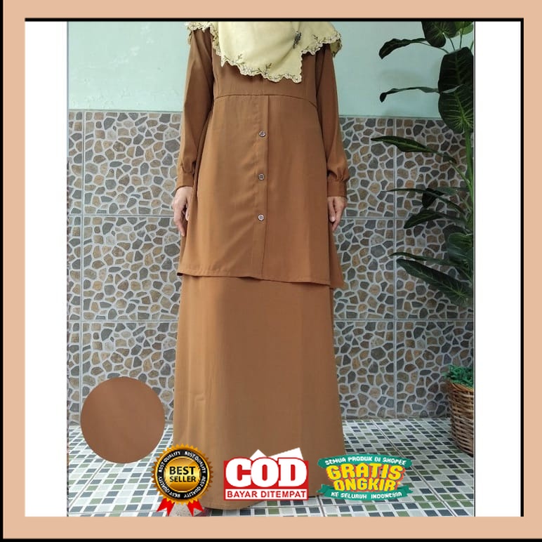 SETELAN BAJU PEMDA TOYOBO KHAKI (TUNIK+ROK) SETELAN KERJA/PNS/DINAS/GURU TOYOBO// BAJU SERAGAM GURU 