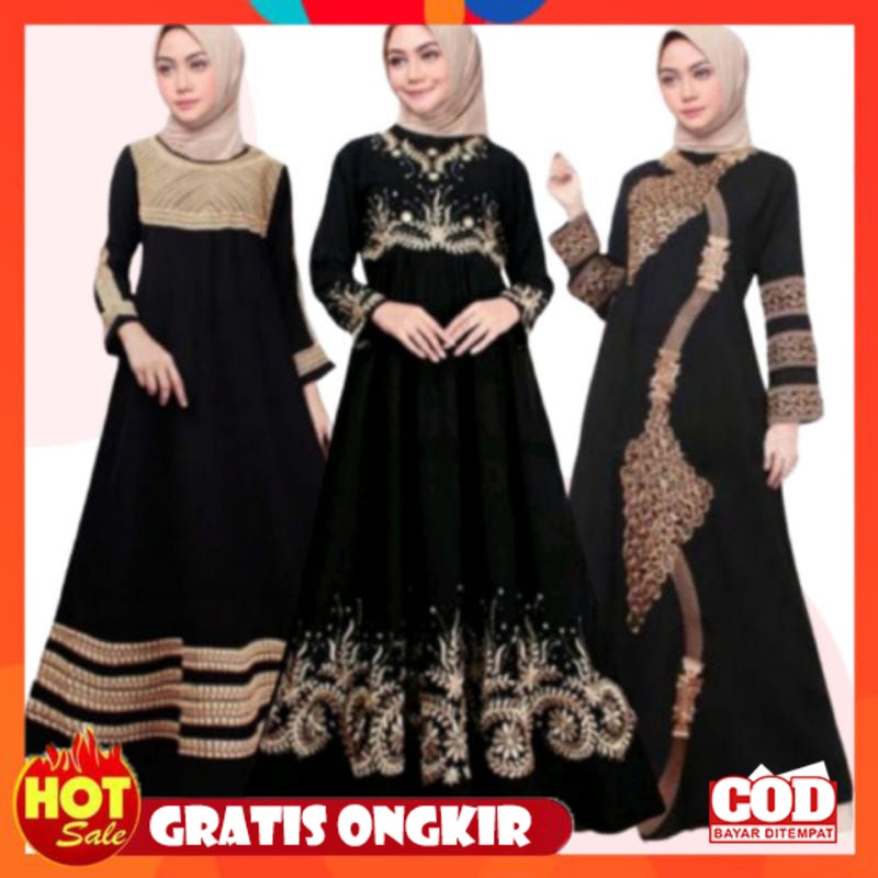 KAIN ADEM HALUS TEBAL / abaya hitam gamis syari bordir arab saudi elegan model terbaru simpel murah 
