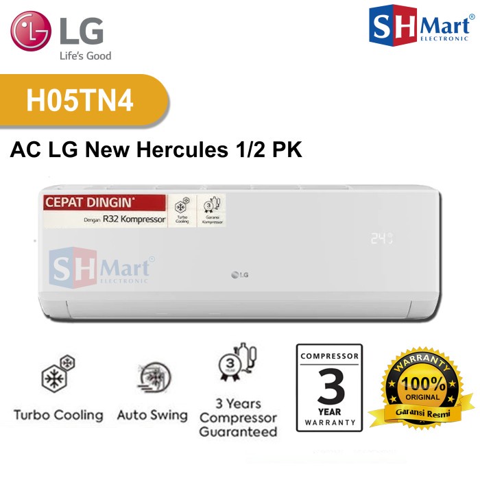 AC LG 1/2 PK STANDARD NON INVENTER 05TN4 05 TN4 R32 370WATT (MEDAN)