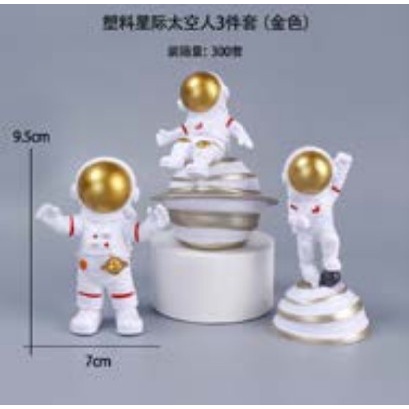 Cake Topper ASTRONOT Hiasan Kue Motif Topper ROCKET Angkasa Planet - Astronot Gold