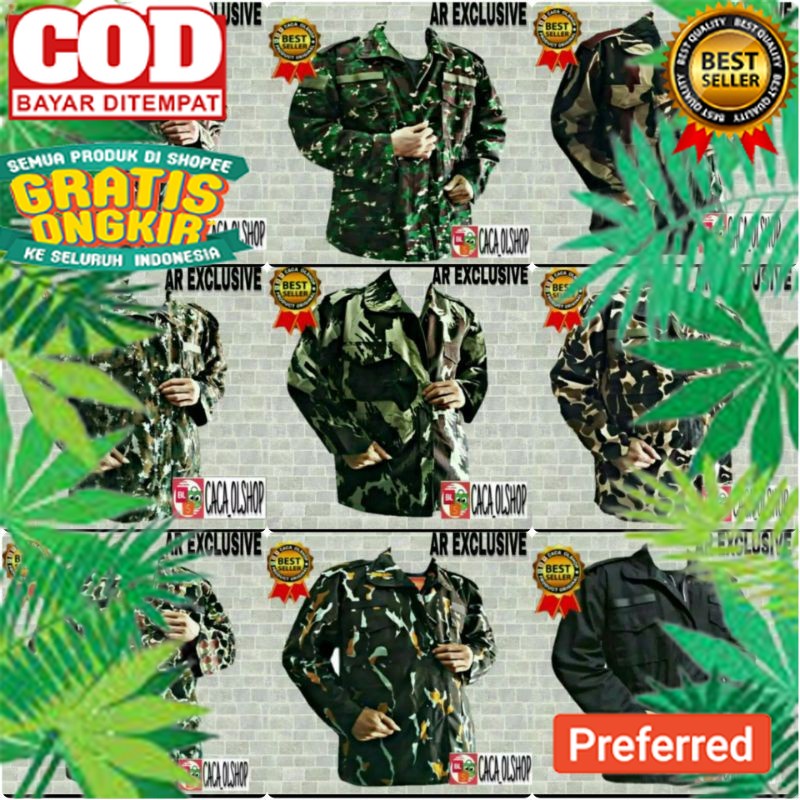 Jaket Loreng TNI ABRI Malvinas Kopasus AL Marinir Linud NKRI Kostrad KKO Brimob Pelopor Bolak Balik/