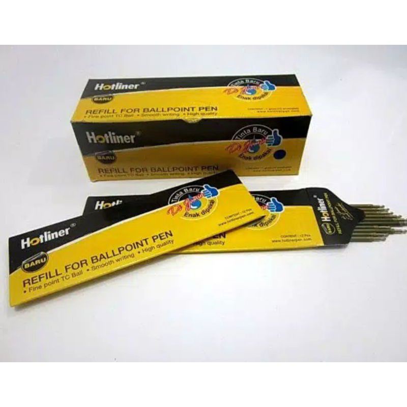 

Refill | Isi| Tinta pulpen 1 lusin ( 12 Pieces ) | ballpen HOTLINER |HOT LINER Hitam Biru Merah 1 lusin