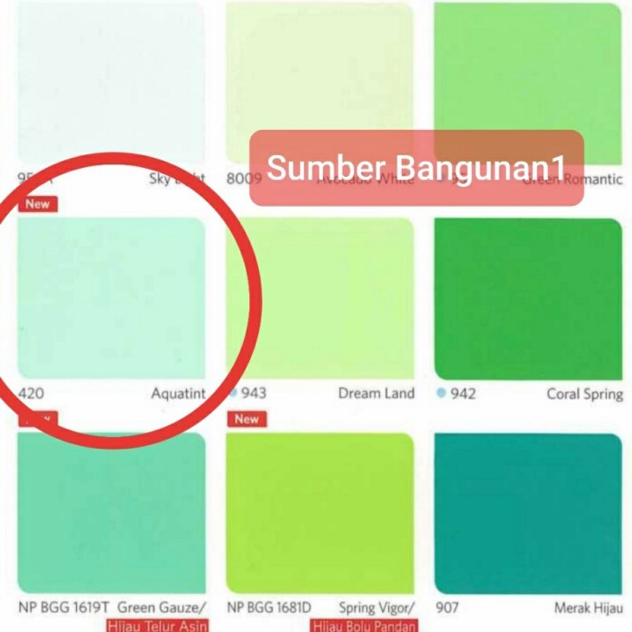 Cat Tembok VINILEX bunga 5Kg hijau tua muda bolu pandan nippon paint - 942 Coral Sprin