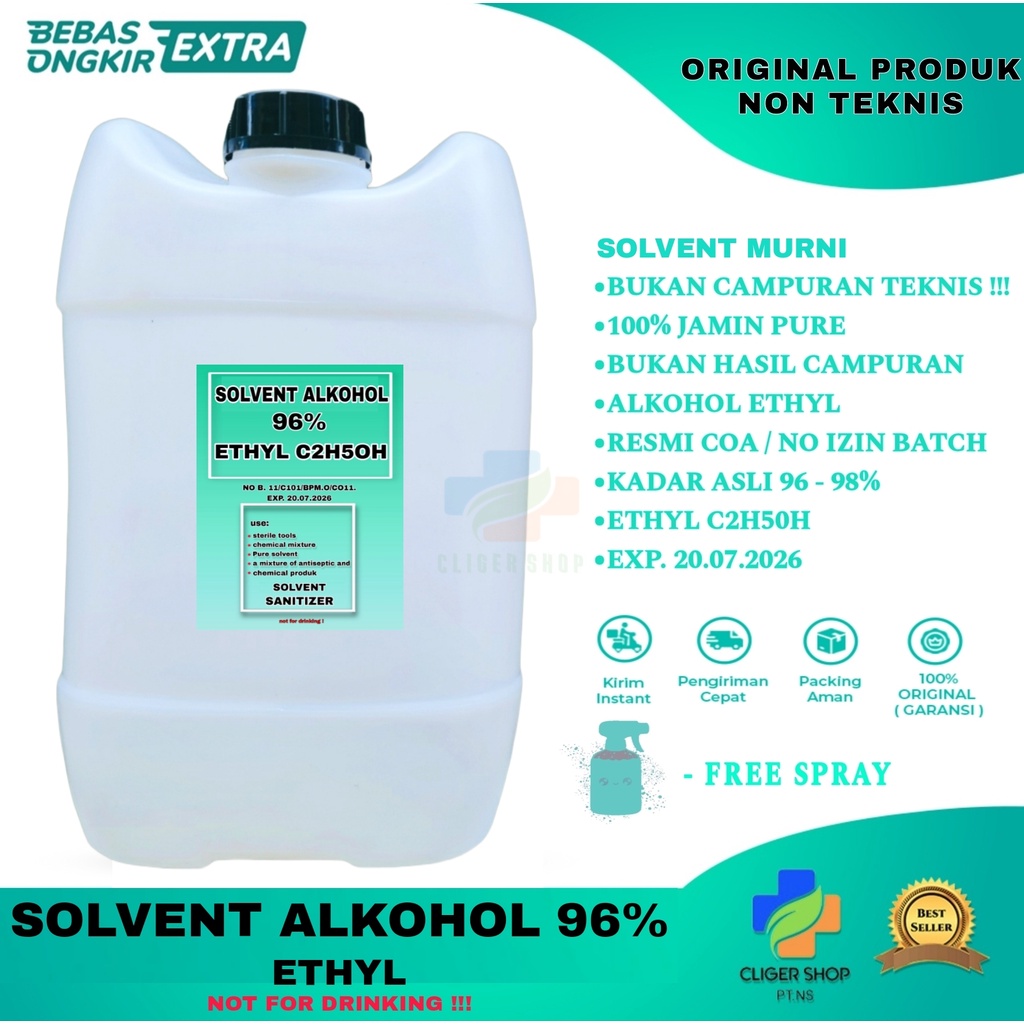 alkohol 96% 20 liter food grade ethyl pelarut parfum/ alkohol food grade 20 liter for chemical