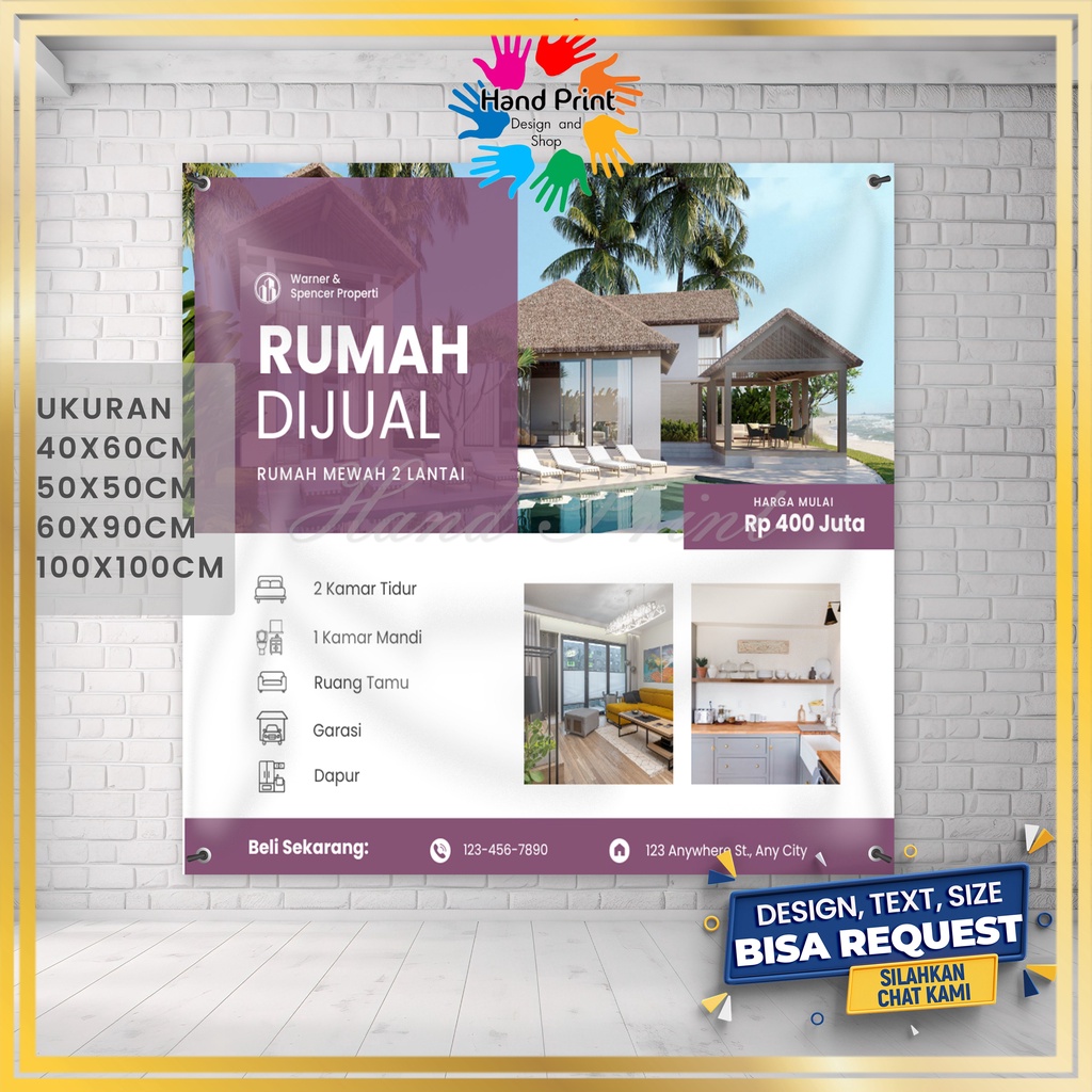 SPANDUK / BANNER / MMT Jual Rumah Sewa Rumah Kontrakan Kosan Jual Tanah Promosi