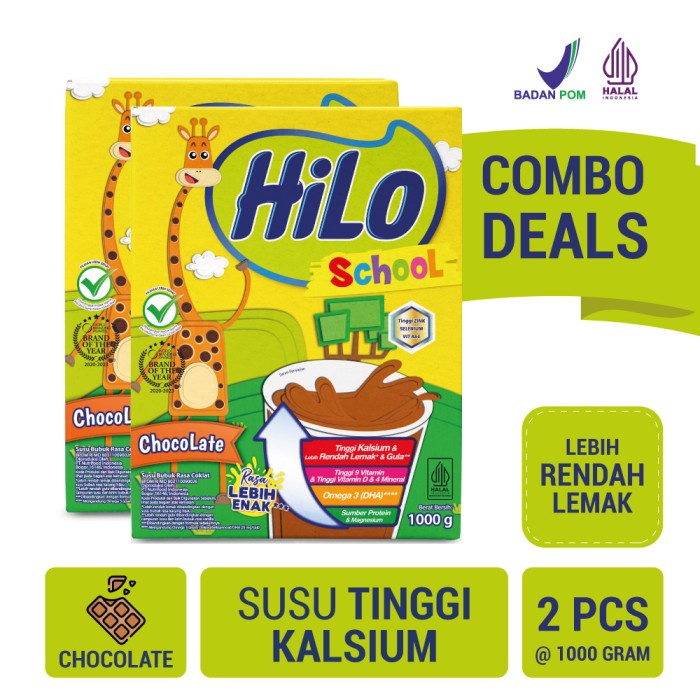 

[Big Sale] Twin Pack: HiLo School Chocolate 1000gr - Susu Tinggi Kalsium