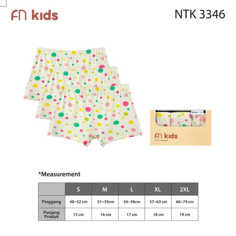 Nathalie celana dalam perempuan tencel girl polkadot underwear 3pcs