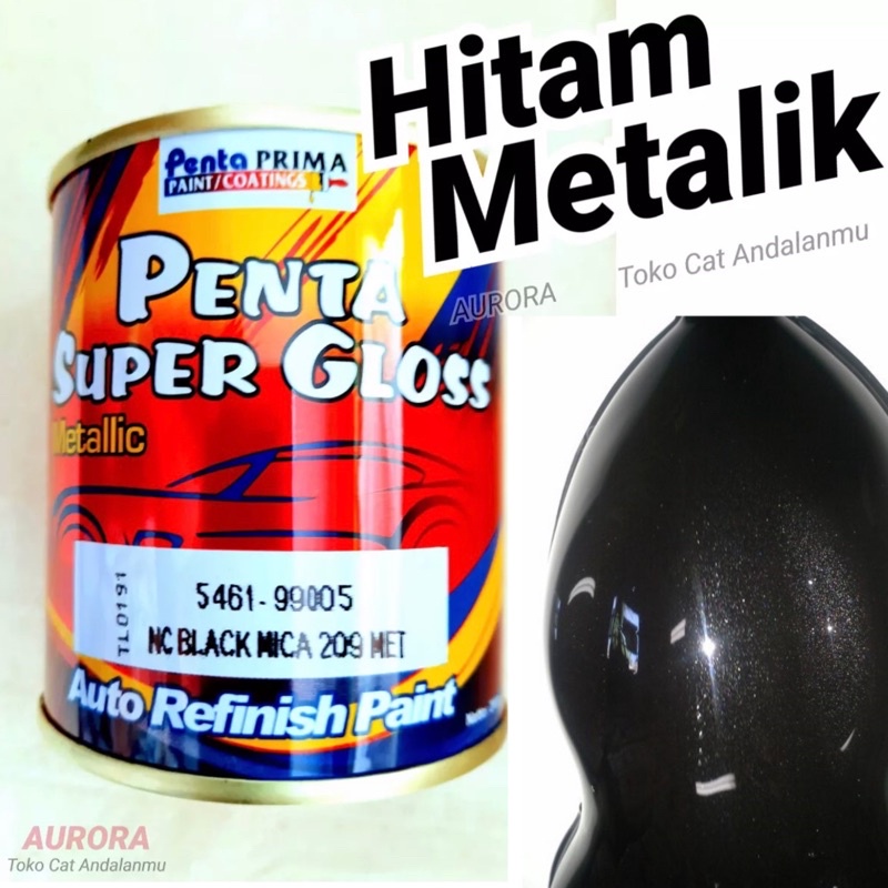 Cat Penta Super Gloss NC Black Mica 209 Met 200ml Hitam Metalik / Metallic Metalic Duco Duko Diko Se
