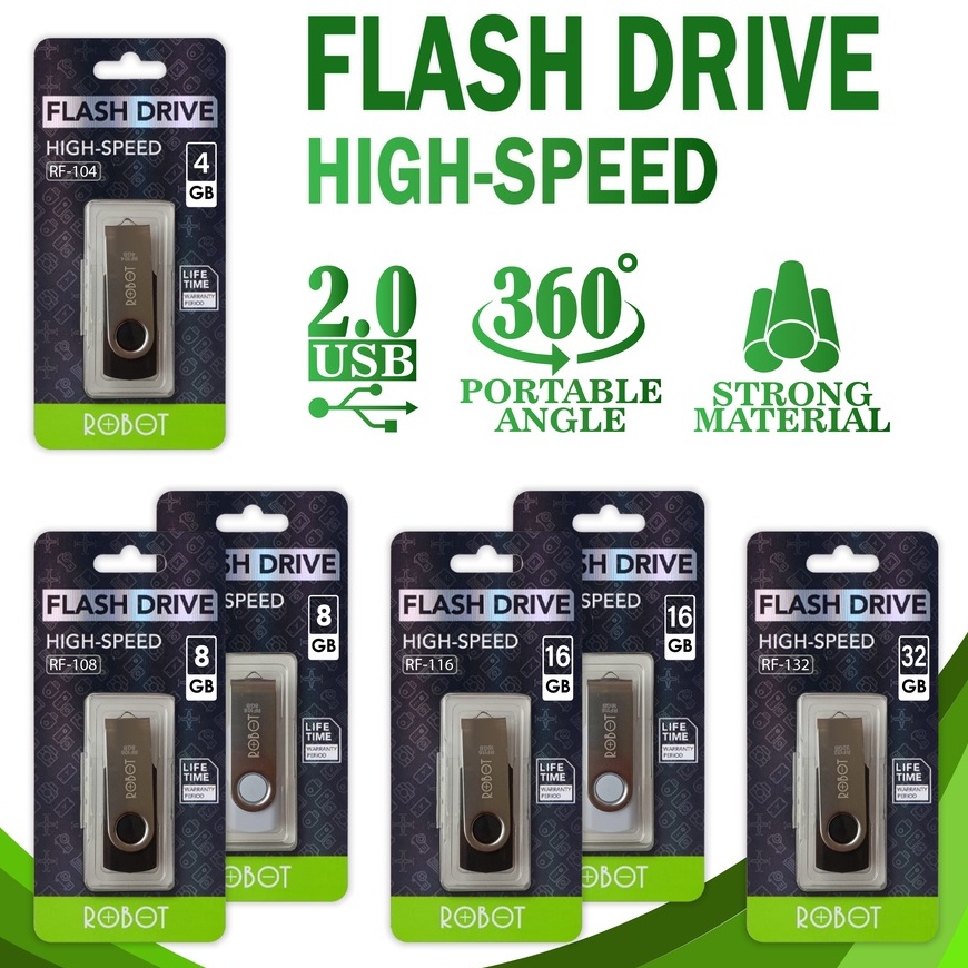 (Lengkap) Flashdisk Robot 4GB / 8GB / 16GB / 32GB USB 2.0 flashdisk robot RF104 4gb / RF108 8gb / RF