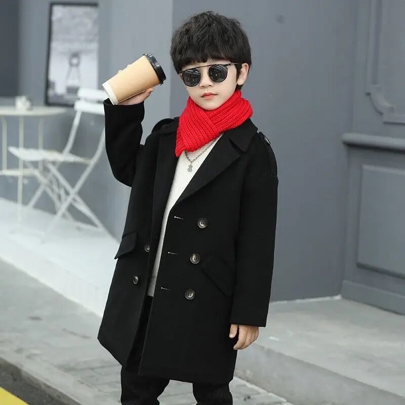 Jackets Boys Girls Long Coat Double-breasted Baby Boys Trench Coat Overcoat P08