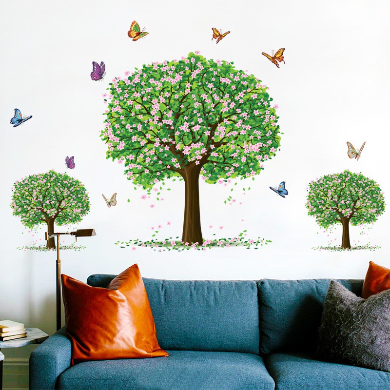 Bu Guru Ria - Wall sticker / Stiker Dinding POHON HIJAU Pojok Baca Green Tree Hiasan Dinding Kelas S