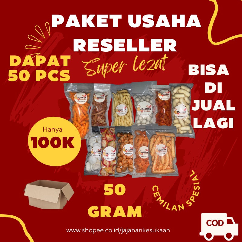 

PAKET USAHA RESELLER Jajanan Kesukaan 50 bungkus CEMILAN PAKET FREE PACKING BUBBLEWRAP&KARDUS DIJAMIN AMAN