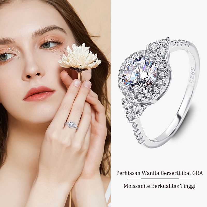 Cincin Moissanite Wanita,Cincin Berlian Oval 1 Karat, Cincin Moissanite Sertifikat Gra,Cincin Moissa