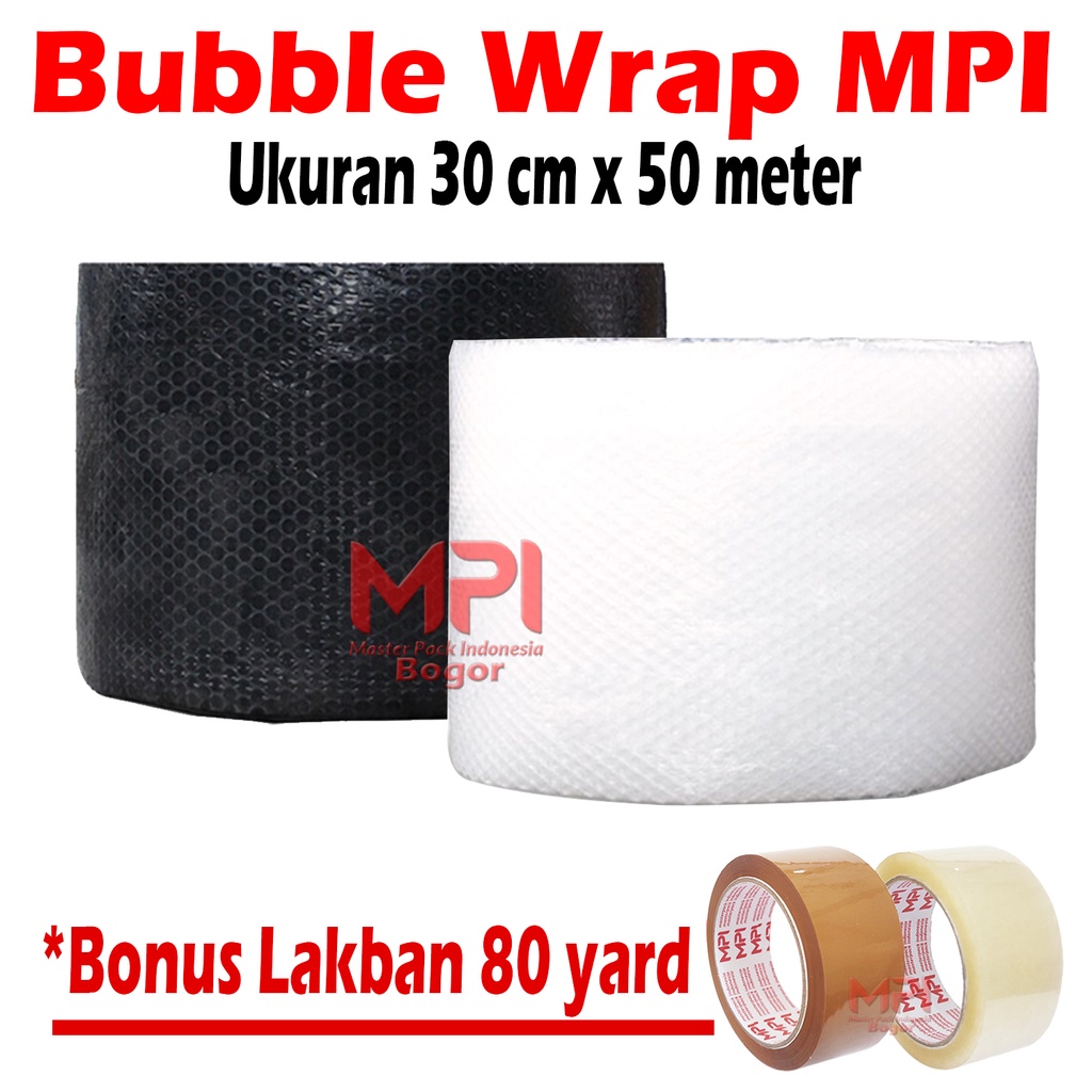 

( BONUS LAKBAN ) Bubble Wrap MPI 3KG Bening - Bubble Wrap Hitam Ukuran 30 cm x 50 meter - Master Pack Indonesia Bogor