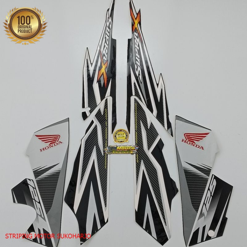 (ORI) striping honda supra x 125 d 2012 hitam full kualitas original