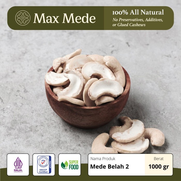 

Kacang Mente/mete Belah dua Fresh Belum Panggang Mentah Premium 1kg