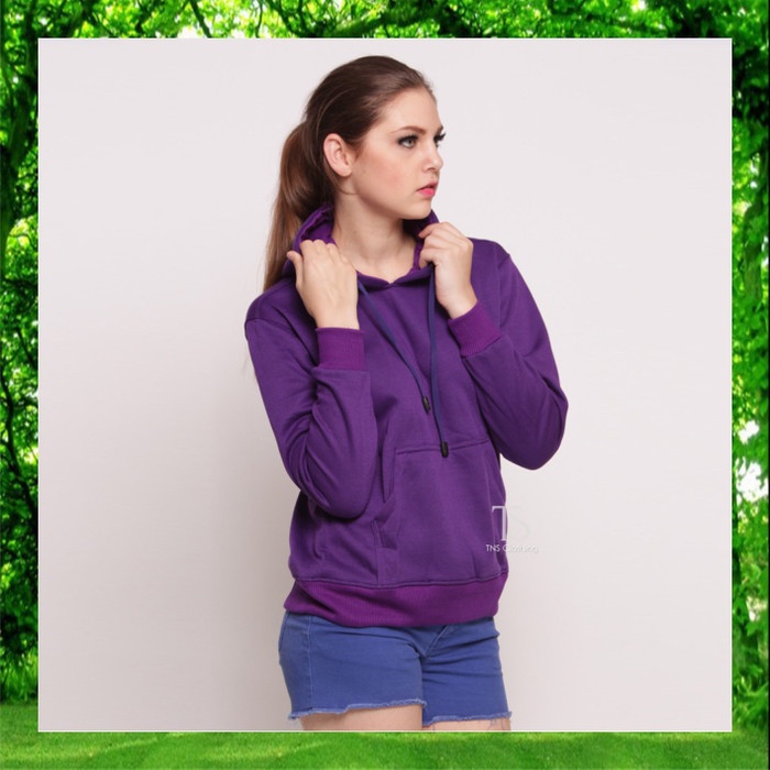 Jaket Hoodie Jumper Sweater Polos Ungu Tua Kualitas Distro