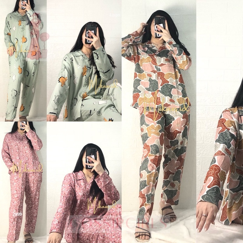 GossipGirls - Set Piyama Rayon Lengan Panjang / Rayon Set Panjang /Piyama oneset panjang / piyama hi