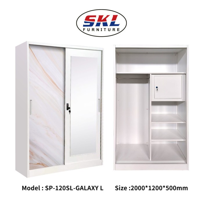 Lemari Pakaian Besi Sliding 2 Pintu 120cm Tinggi 200cm