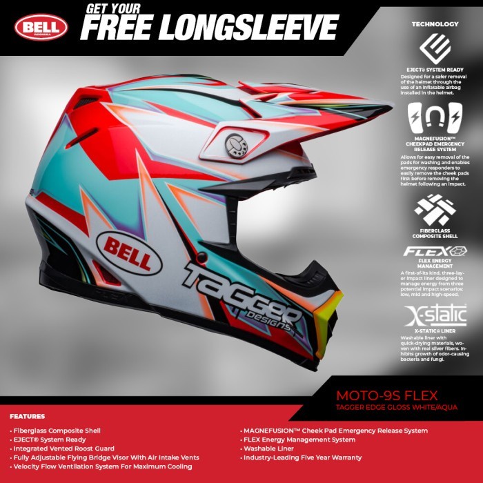 Helm Bell Moto-9S Flex Tagger Edge dirt Full Face - L - L