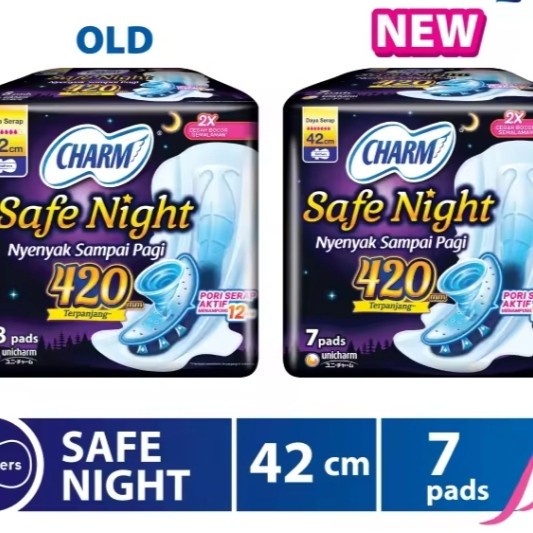 Charm Safe Night Pembalut Wanita Wing 42 cm 7 pcs