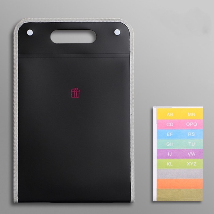

FM - BEST SELLER cute multi layer folder map organizer tempat penyimpanan file kertas - polos black