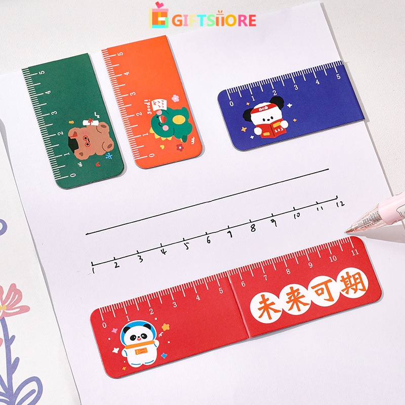 

✨COD Buku Magnetik Kartun Kli，p Halaman Buku Lipat Lucu Siswa， Penggaris Teks Inspirasional Multifungsi-GS