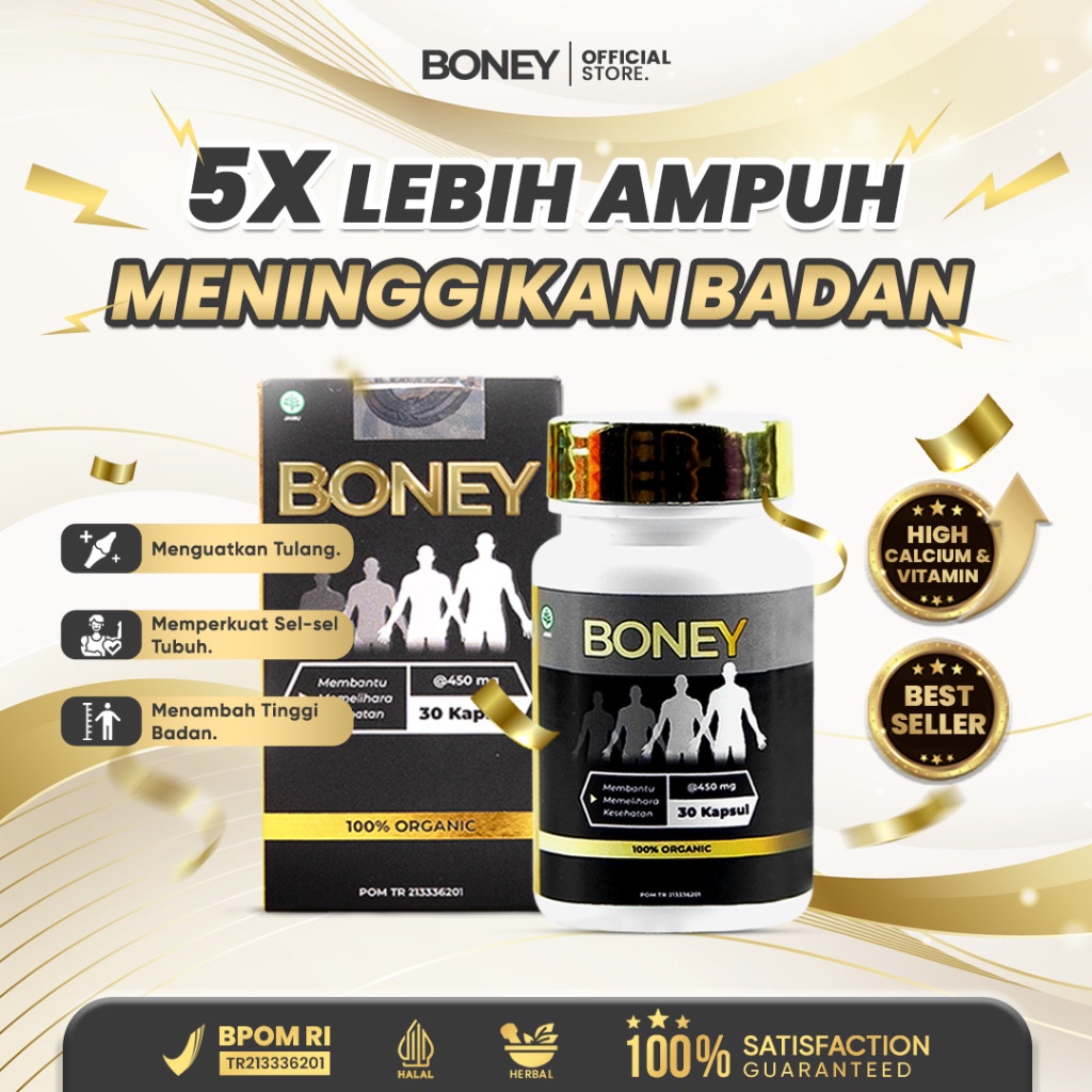 [BEST SELLER] TERLARIS BONEY KAPSUL PENINGGI HERBAL NAIK 5-15 CM / BANTU TINGGIIN BADAN / KAPSUL PEN