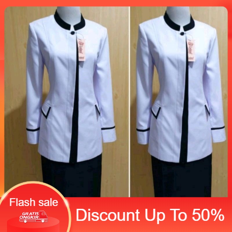 (PROMO) seragam hitam putih asn / blazer hitam putih pns / blazer hitam putih guru / baju hitam puti