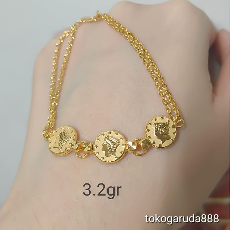 Rantai tangan gelang tali anak dan dewasa emas asli kadar 70% 700 paun koin pawon uang nori holo kor