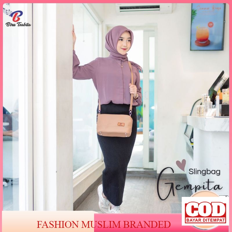 Tas Selempang 3 Ruang Gempita By Biru Tsabita Bag Terbaru Kekinian Bahan Chocoly Anti Air Waterproff