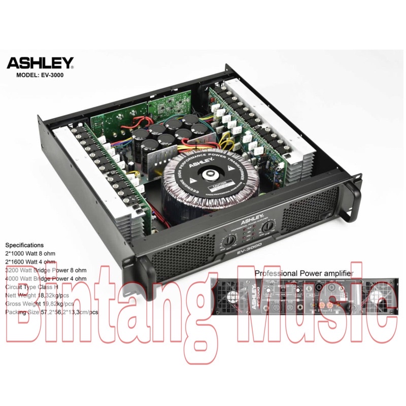 Power amplifier ashley EV3000 ashley ev 3000 original ashey EV 3000