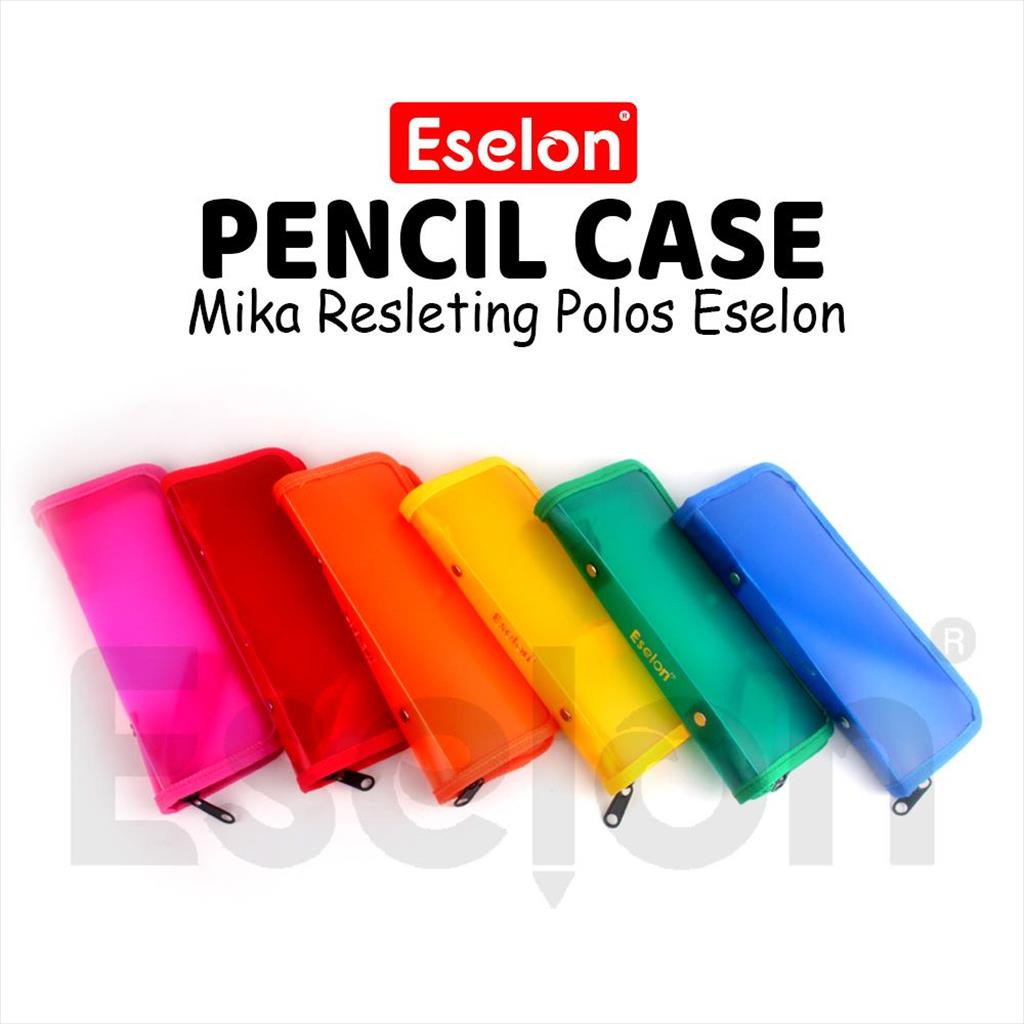 

[MaxMart] Kotak Pensil Zipper motif Eselon Mix Warna / Tempat Pensil Mika Resleting