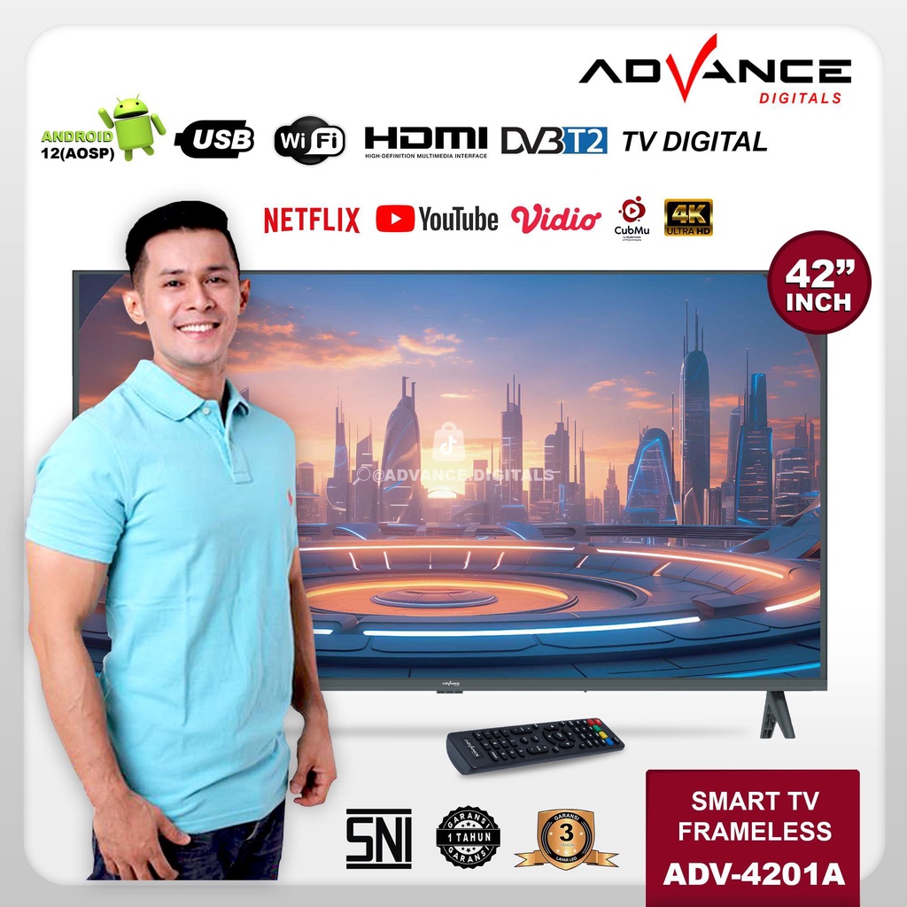 ADVANCE (ADV-4201A) - Smart TV Android TV Google TV 42Inch WiFi LAN TV Digital DVB-T2/C