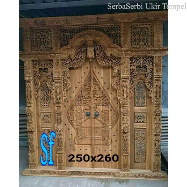 pintu ukir gebyok kayu jati lebar 250cm Termurah