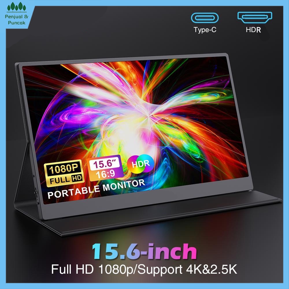 Portable Monitor for Laptop 15.6'' 1920*1080P 4K FHD IPS Display Portable Monitor for IPad/PC/Mac/Ph