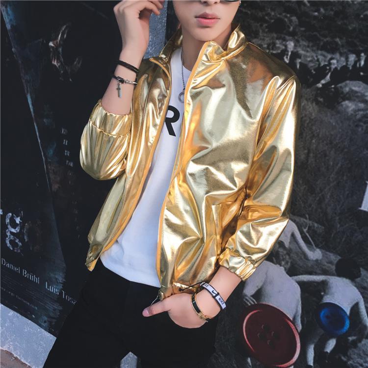 Gold and silver jacket, glossy leather jacket, men's clothing