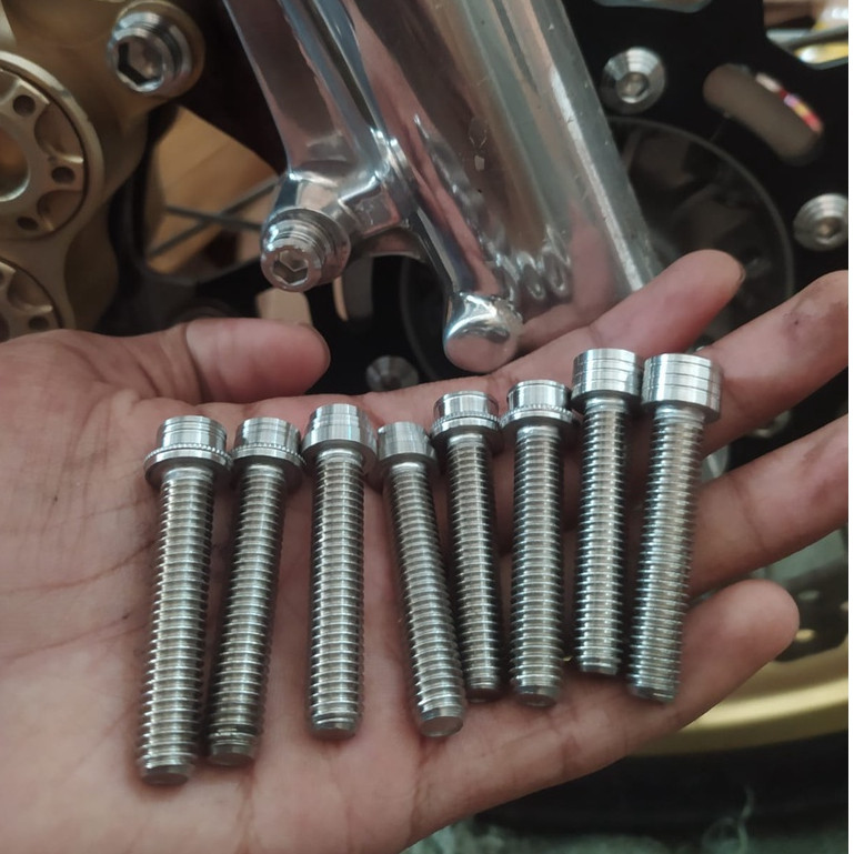 Baut pangkon kaliper bottom bawah skok ninja stainless bubut (1pcs)