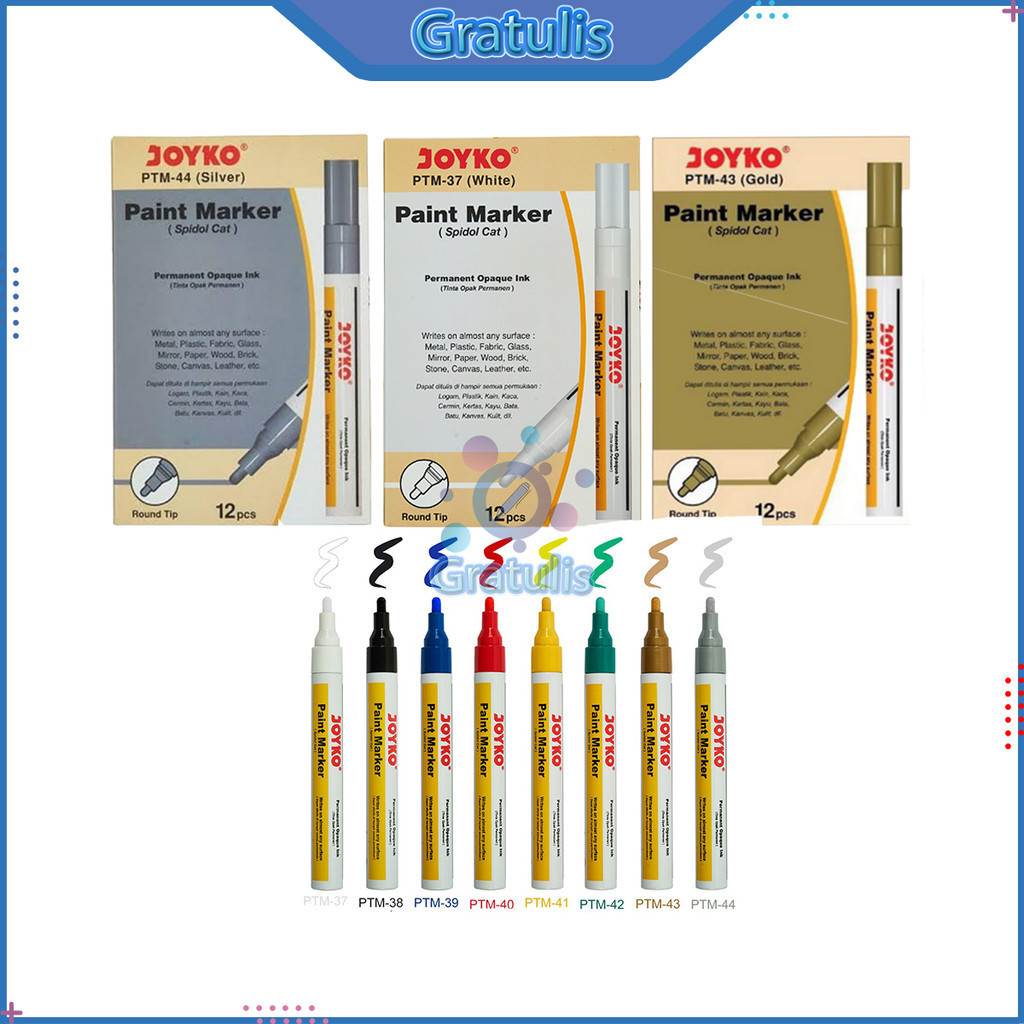 

SPIDOL CAT JOYKO PERMANENT [1 PACK] / PAIN MAKER PTM-37 PTM-44 PTM-43 / SEPIDOL PENANDA PERMANEN KACA KAYU PLASTIK / ALAT TULIS