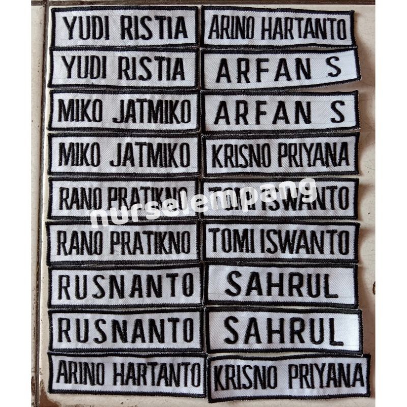 Bordir Bordir Bordir Nama Seragam Kerja / Papan Nama / Patchbisa pesan satuan