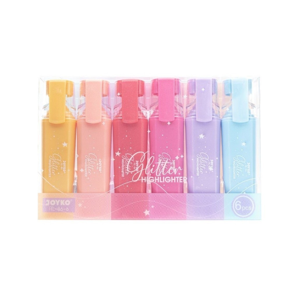 

(SET) Highlighter Glitter / Penanda 6 Warna Warni Pastel - Joyko HL-86-6