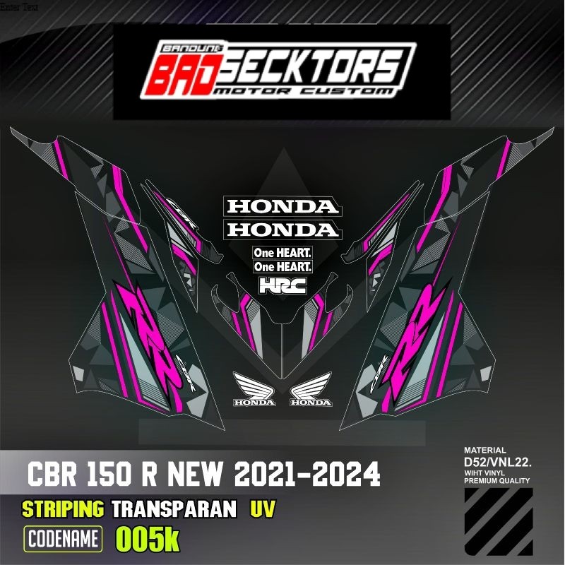 Decal Sticker Striping Variasi Transparan Uv CBR 150 R New 2021-2024 Transparan Uv Honda Cbr 150 RR 