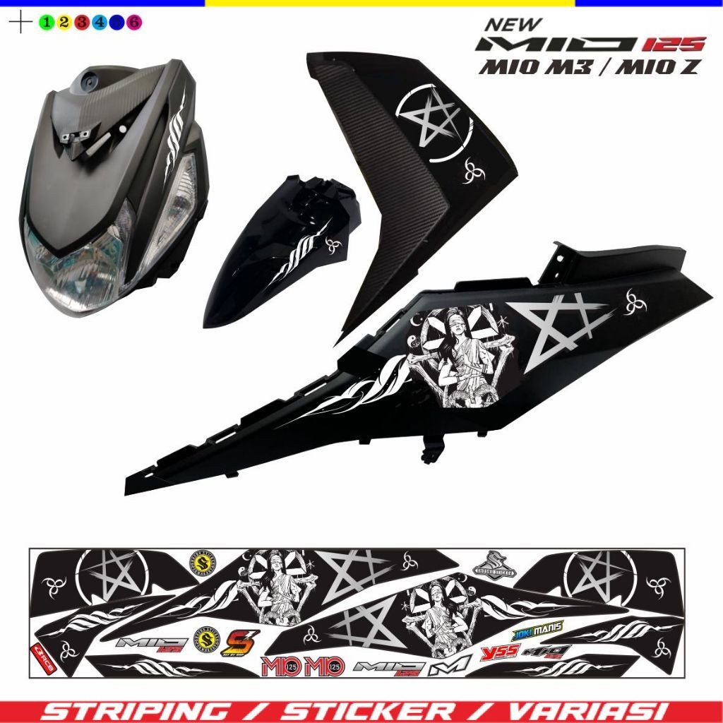 VARIASI STRIPING MIO M3 HITAM VARIASI MIO Z HITAM MOTIF SIMPLE BINTANG VARIASI