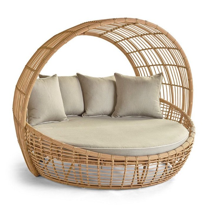 Kursi Sofa Daybed Outdoor Rotan Sintetis, sofa taman murah