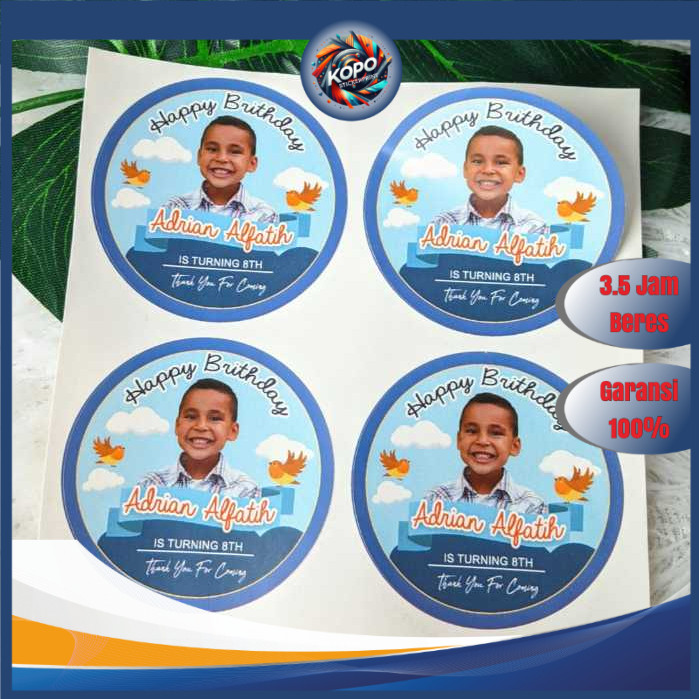 

KOPO Sticker Bulat Kecil 2-4 Ulang Tahun Anak Stiker Ultah Free Design Template Birthday Chromo