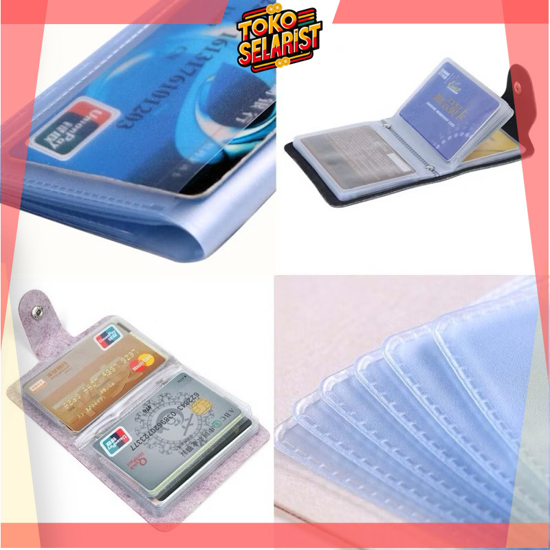 COD MAKASSAR Dompet Kartu Kulit Warna Warni 24 Slot Card Holder Serbaguna Penyimpanan Kartu Nama Tok
