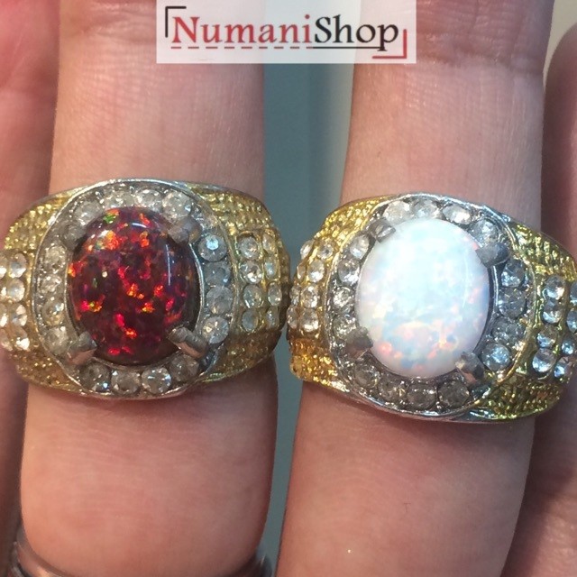 Paket Dua Cincin Titanium Batu Kalimaya Susu Dan Kalimaya Merah HQ