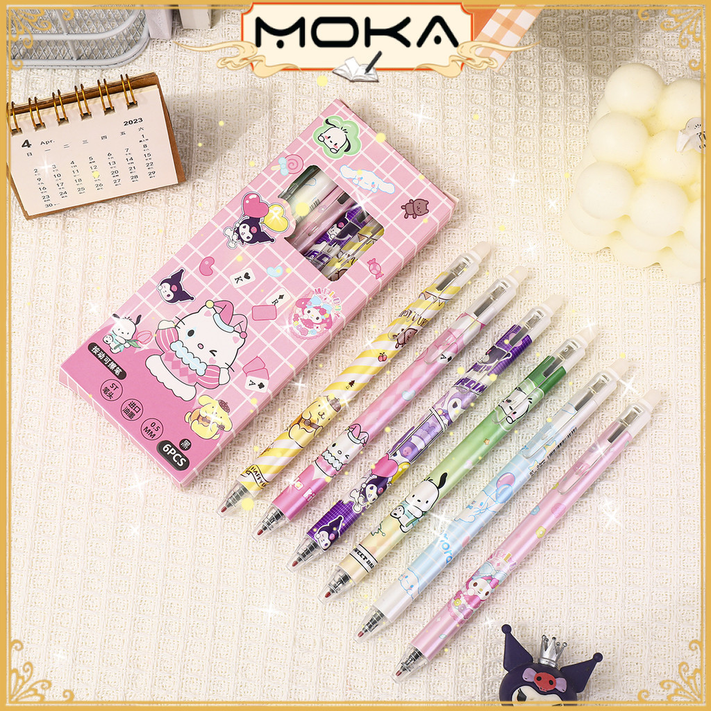 

MOKA PULPEN GEL 1 SET ISI 6 PCS ERASABLE / PULPEN GEL BISA DIHAPUS MOTIF KAWAII MKP122