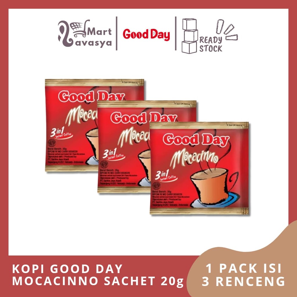 

GOOD DAY KOPI INSTANT 3 IN 1 MOCACINNO RCG 10X20g - 1 PACK ISI 3 RENCENG - KOTA BANDUNG - LAVASYA MART